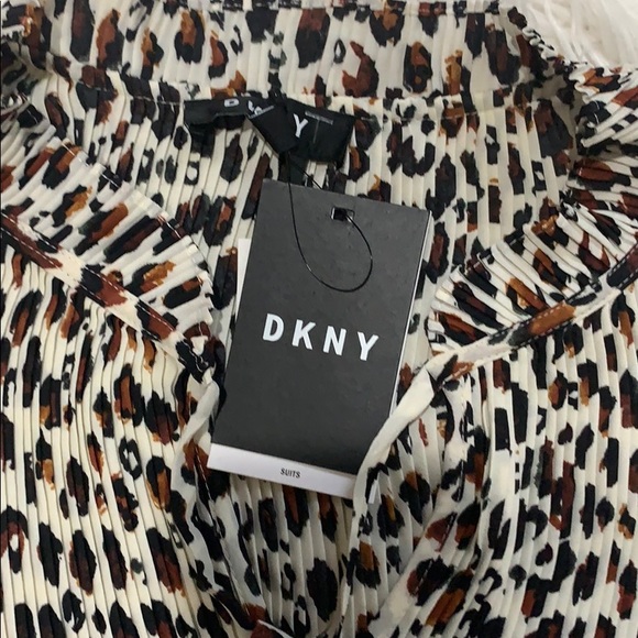 DKNY pleated top blouse animal print sz M - Picture 2 of 2